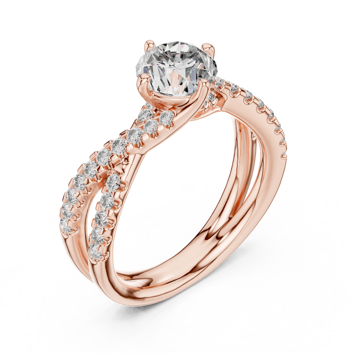 Round Cut Brilliant Moissanite VVS1 Eternity Engagement Ring