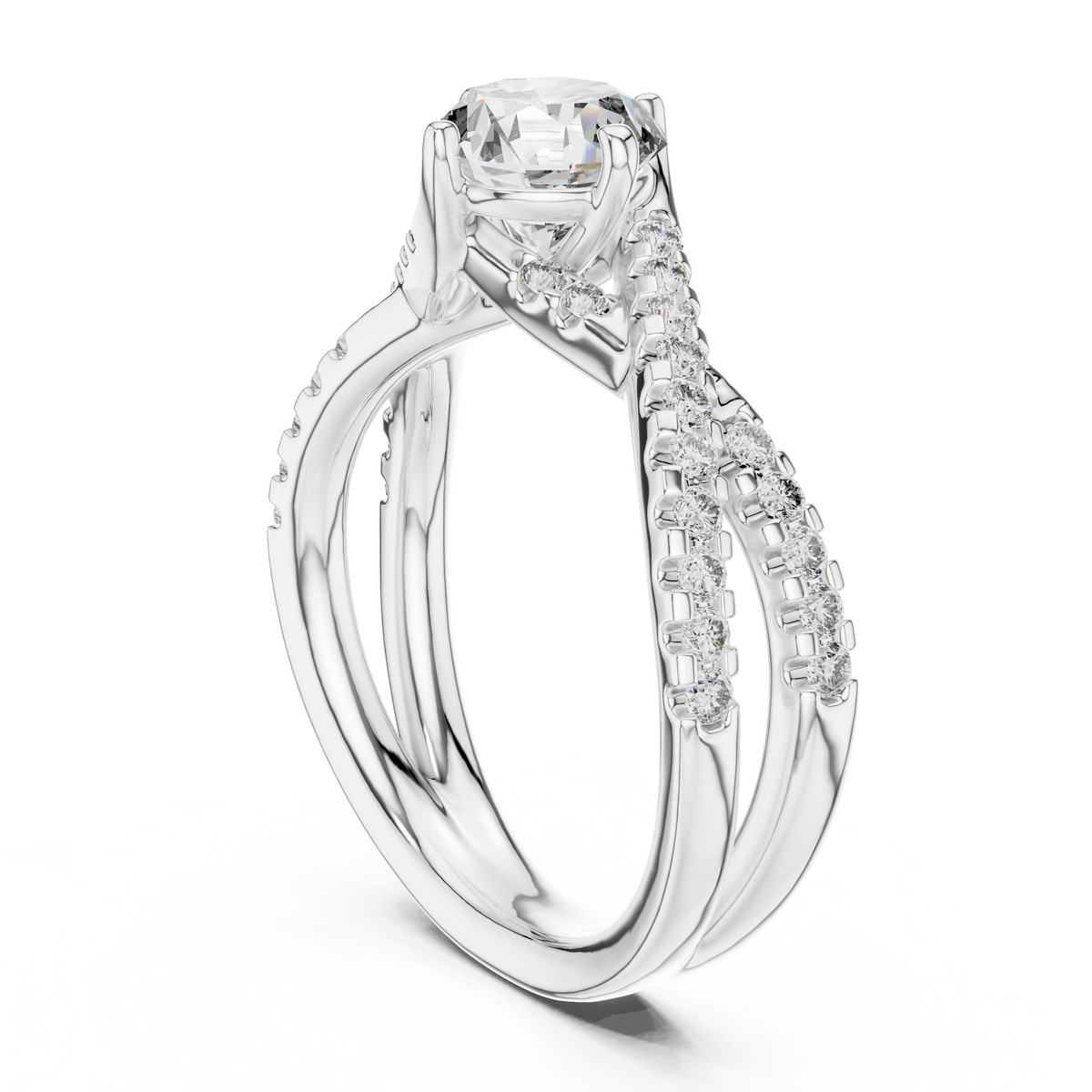 Round Cut Brilliant Moissanite VVS1 Eternity Engagement Ring