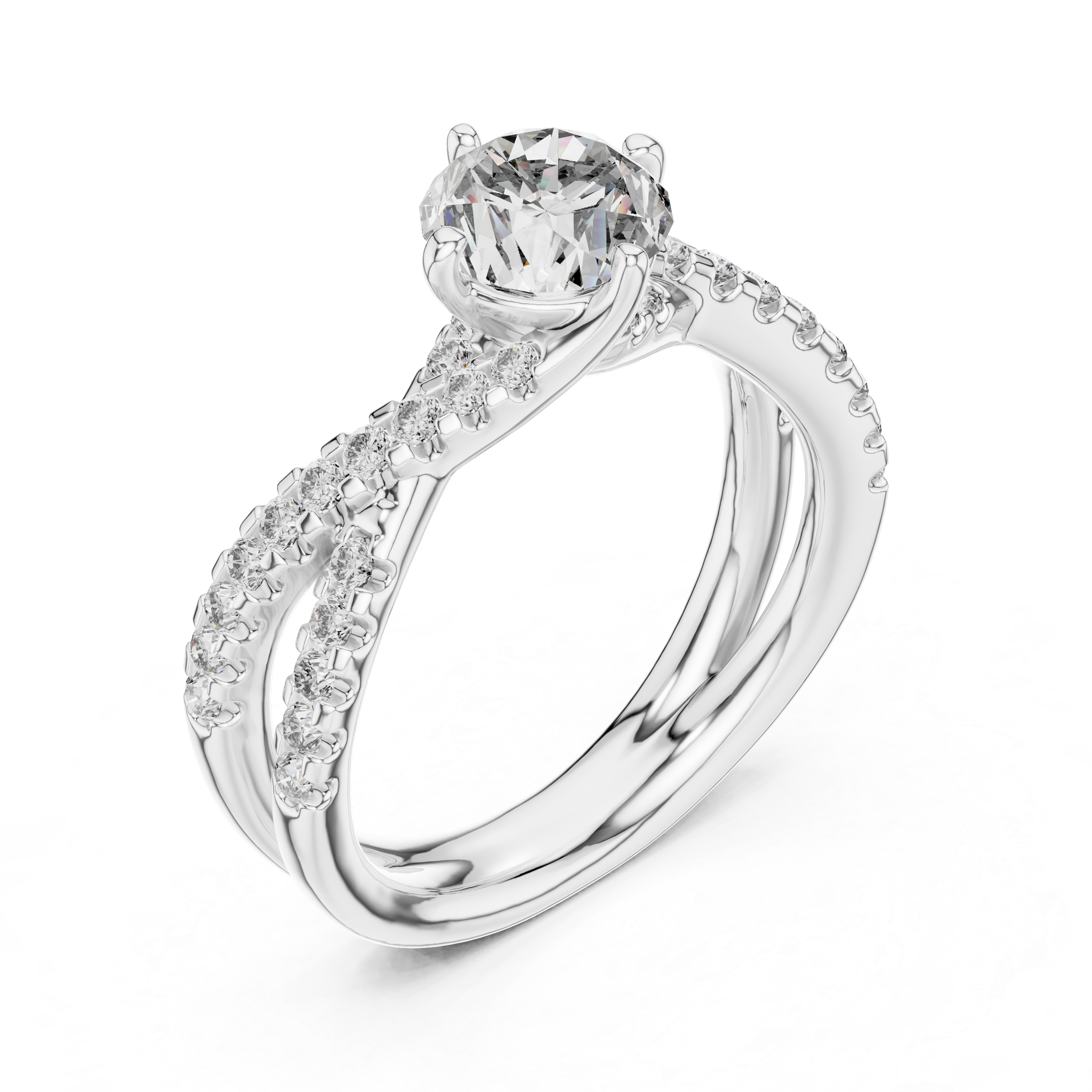 Round Cut Brilliant Moissanite VVS1 Eternity Engagement Ring