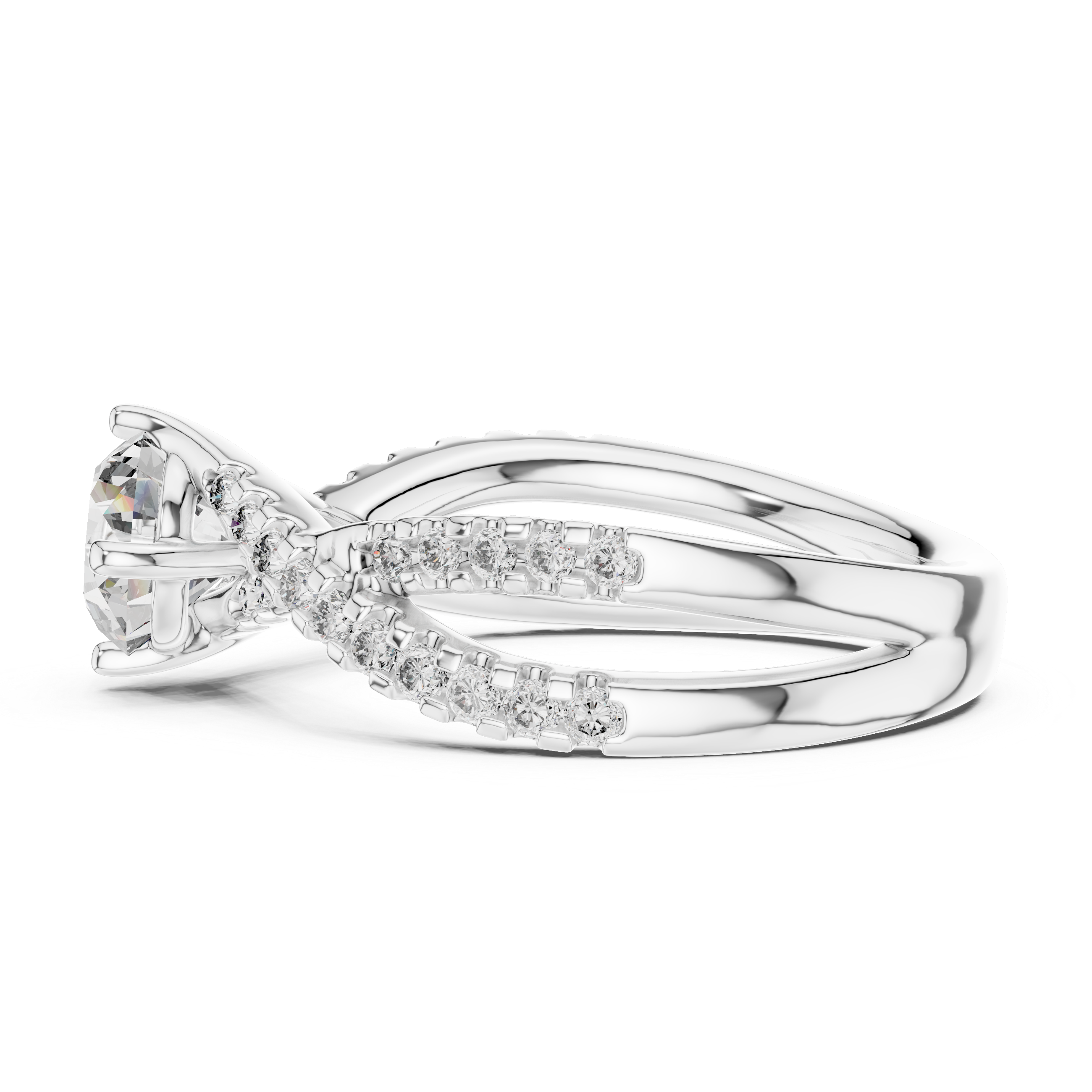 Round Cut Brilliant Moissanite VVS1 Eternity Engagement Ring