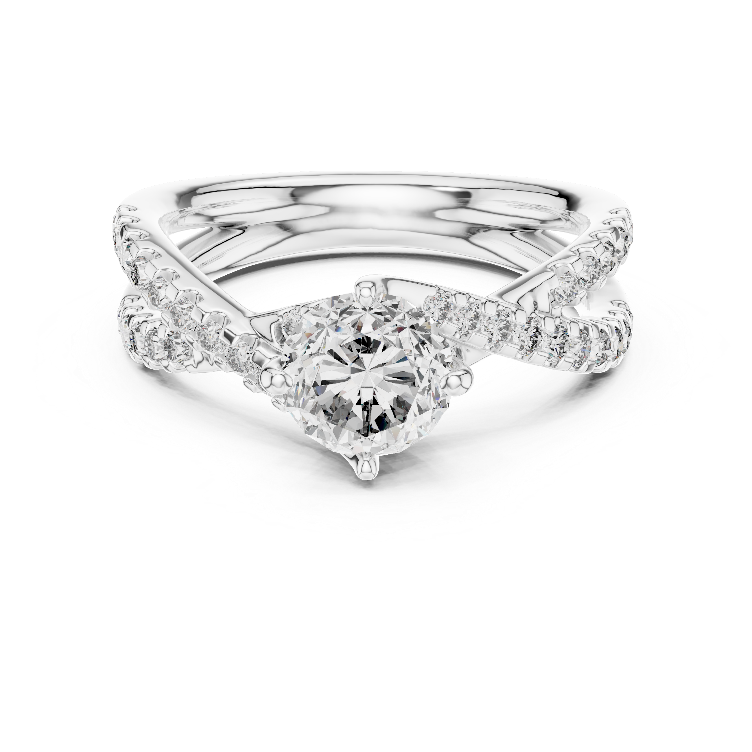 Round Cut Brilliant Moissanite VVS1 Eternity Engagement Ring