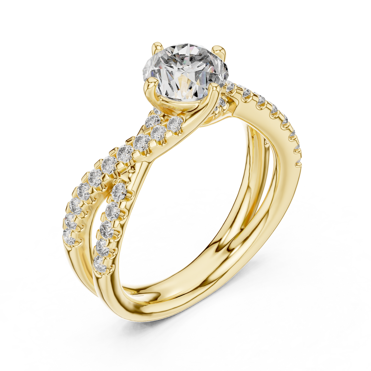 Round Cut Brilliant Moissanite VVS1 Eternity Engagement Ring