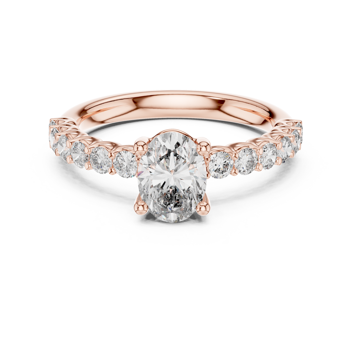 Oval And Round Cut Brilliant Moissanite VVS1 Eternity Engagement Ring