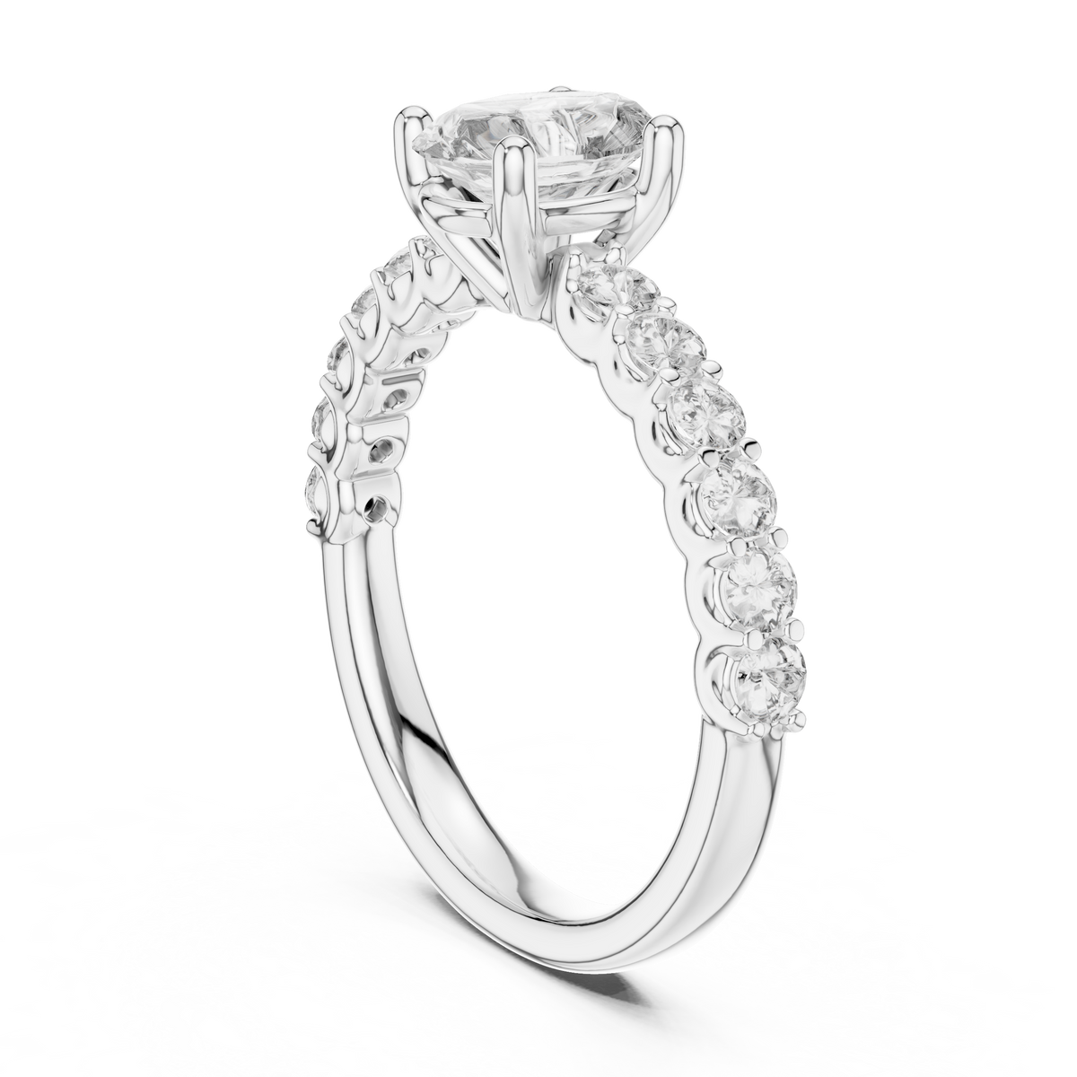 Oval And Round Cut Brilliant Moissanite VVS1 Eternity Engagement Ring