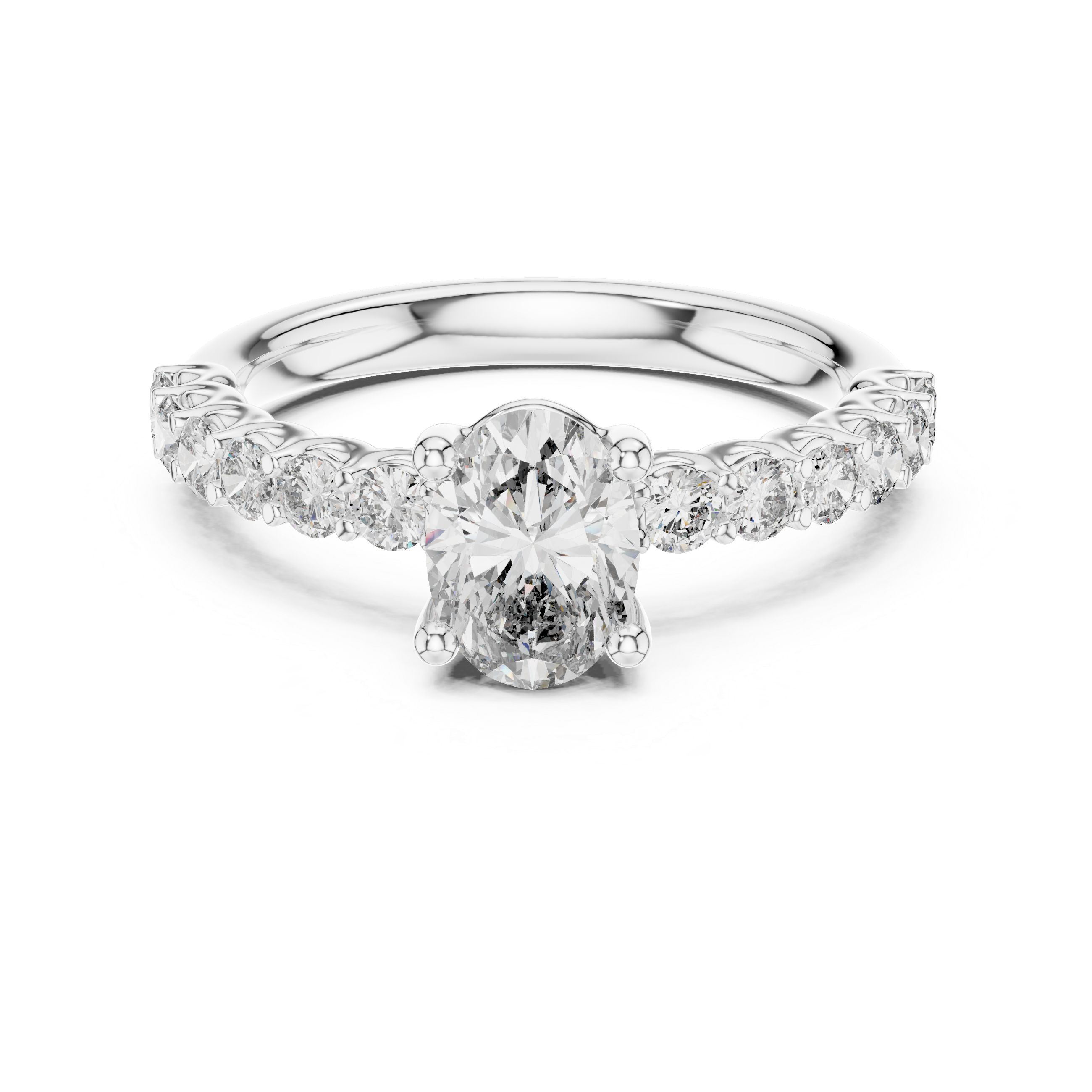 Oval And Round Cut Brilliant Moissanite VVS1 Eternity Engagement Ring