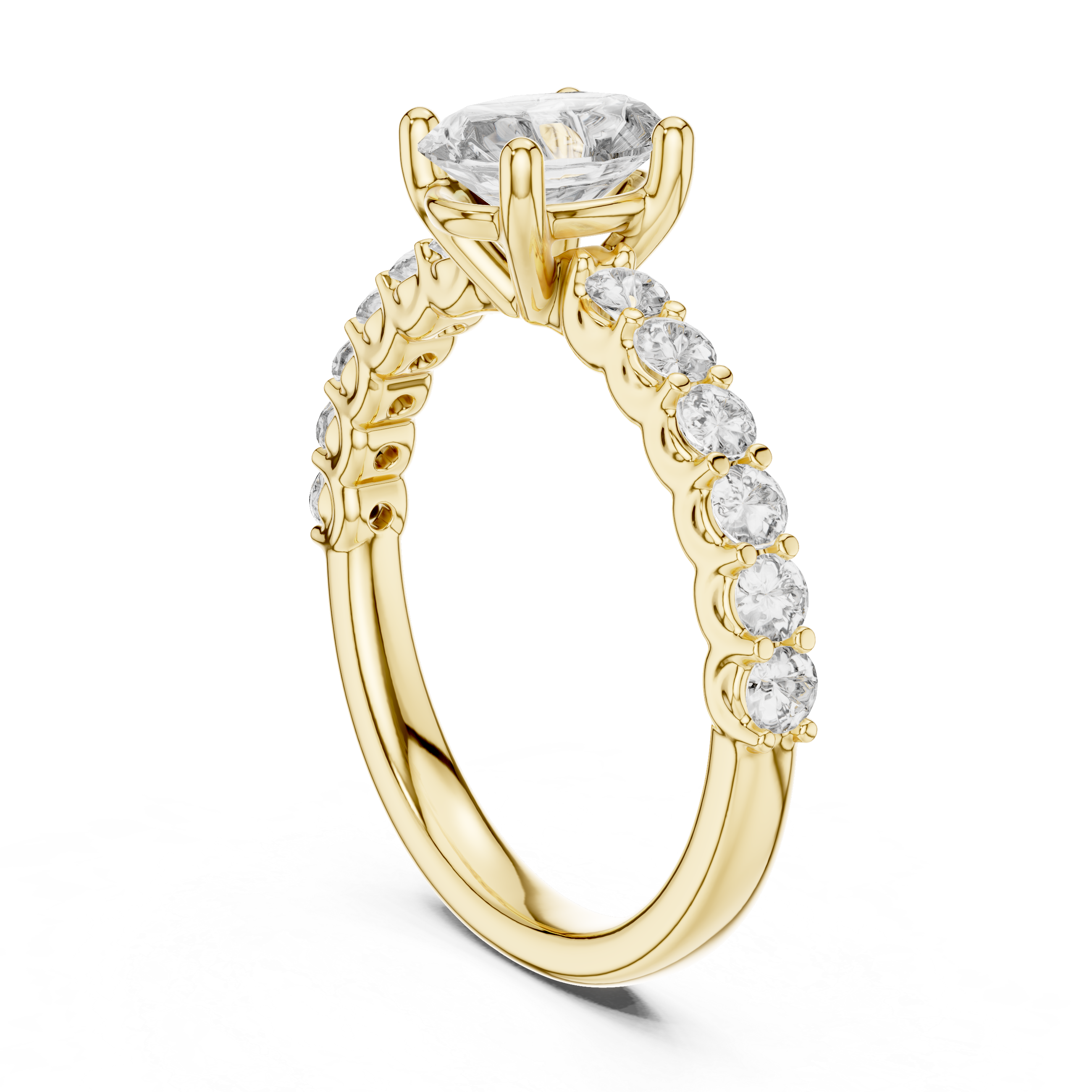 Oval And Round Cut Brilliant Moissanite VVS1 Eternity Engagement Ring