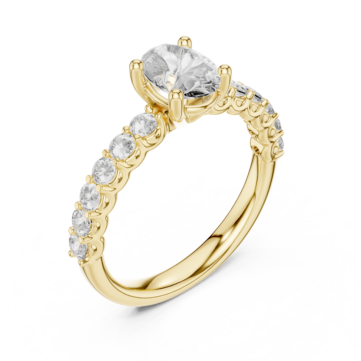 Oval And Round Cut Brilliant Moissanite VVS1 Eternity Engagement Ring