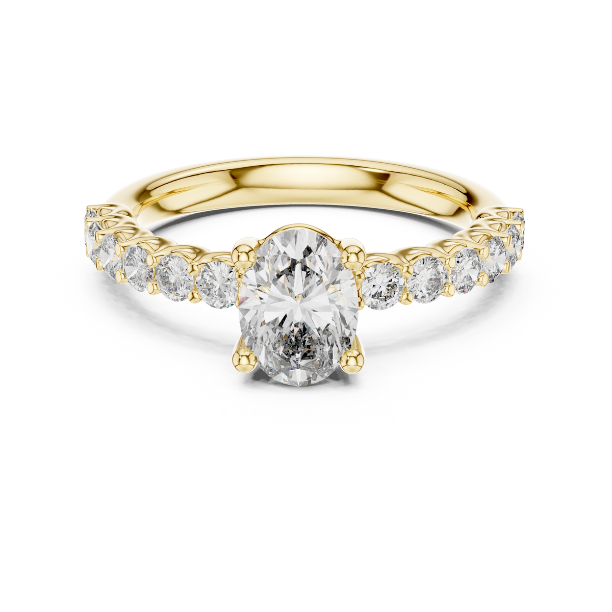 Oval And Round Cut Brilliant Moissanite VVS1 Eternity Engagement Ring
