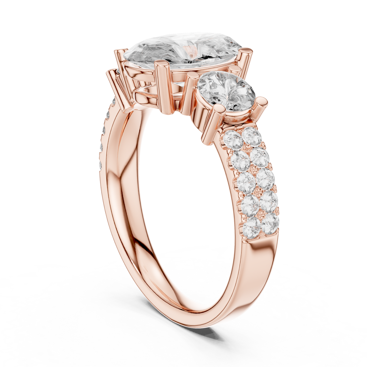 Oval And Round Brilliant Moissanite VVS1 Eternity Engagement Ring