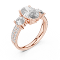 Oval And Round Brilliant Moissanite VVS1 Eternity Engagement Ring