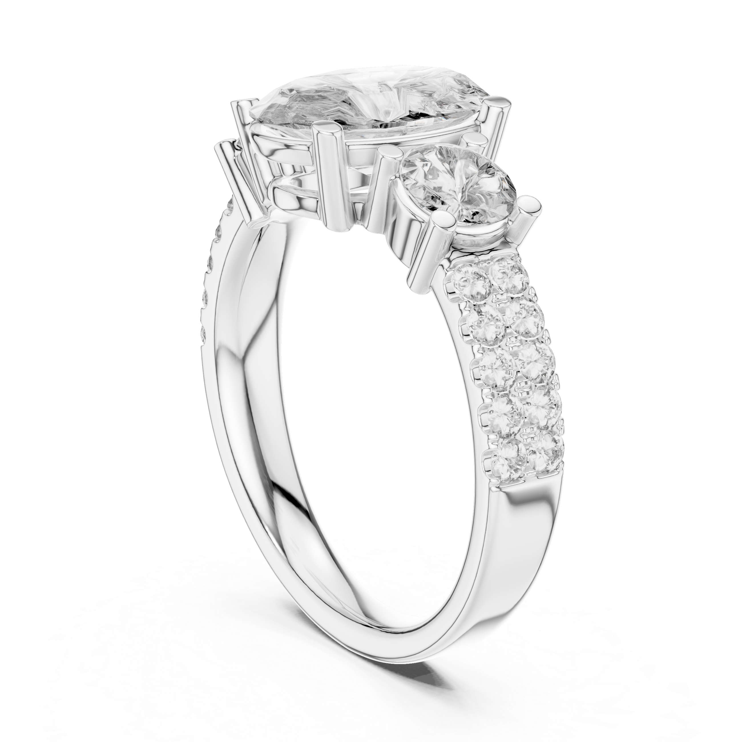 Oval And Round Brilliant Moissanite VVS1 Eternity Engagement Ring