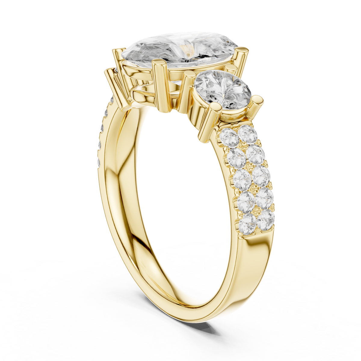 Oval And Round Brilliant Moissanite VVS1 Eternity Engagement Ring