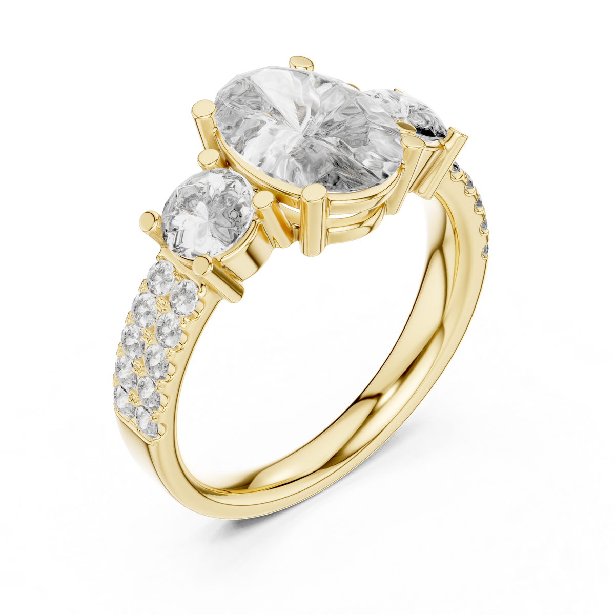 Oval And Round Brilliant Moissanite VVS1 Eternity Engagement Ring
