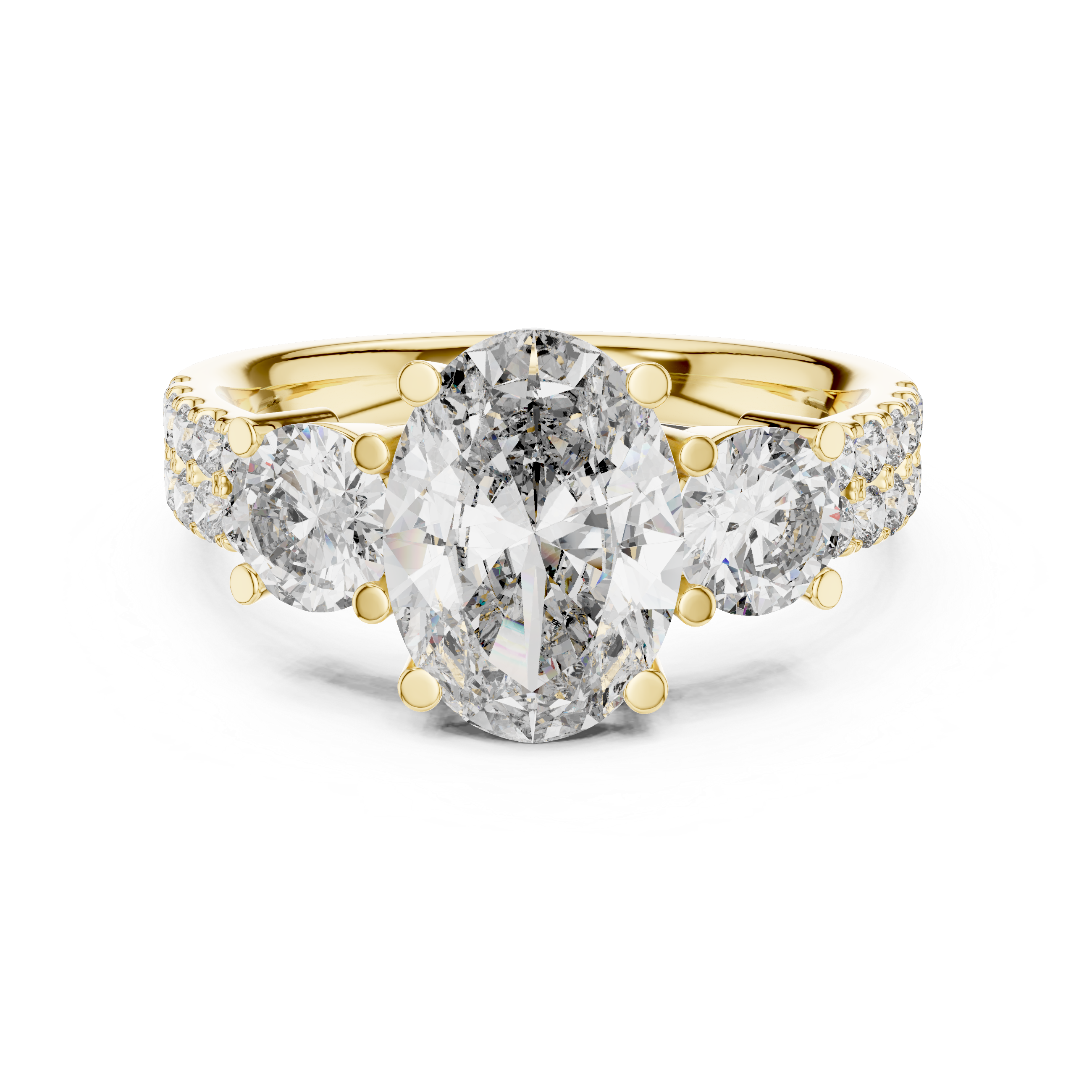 Oval And Round Brilliant Moissanite VVS1 Eternity Engagement Ring