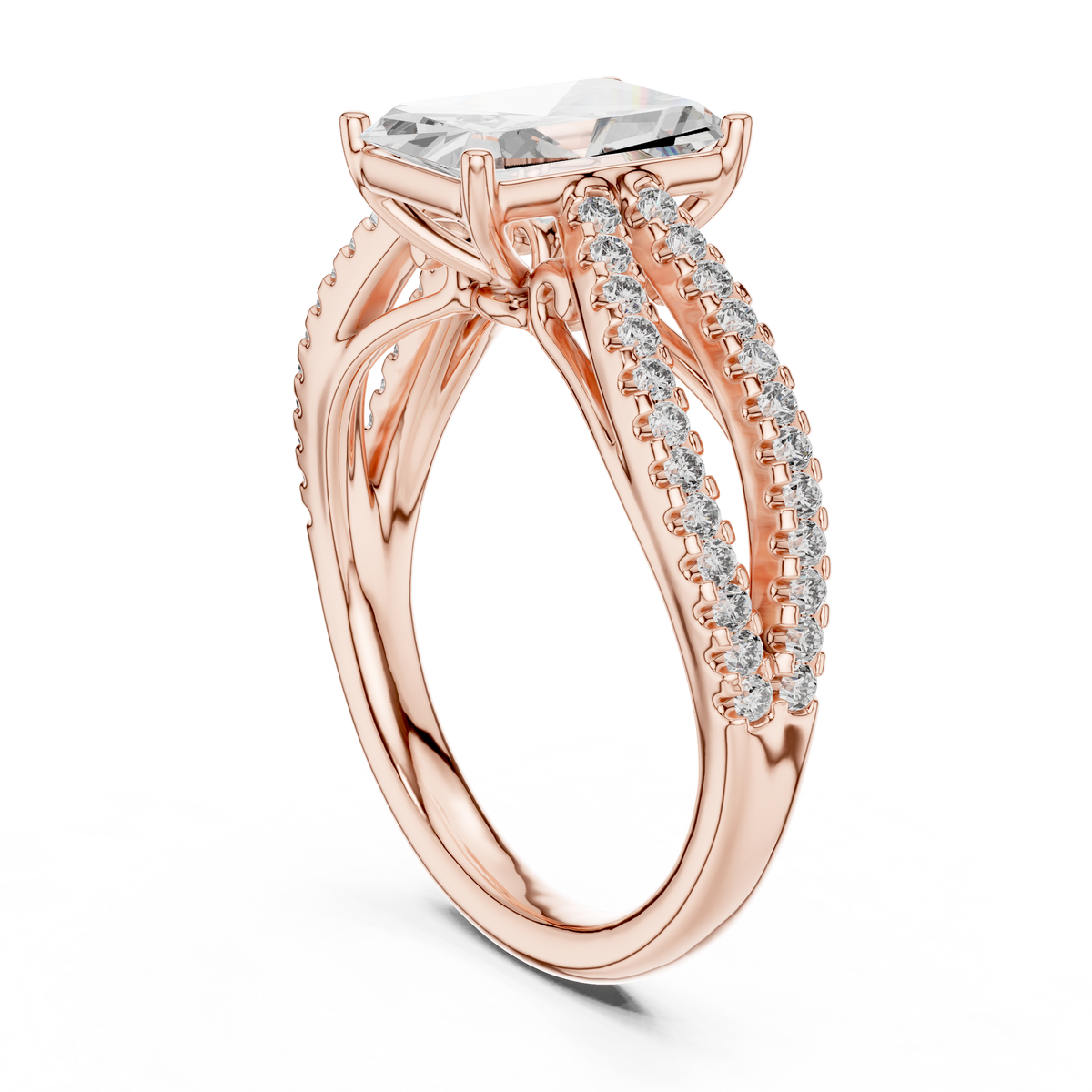 Radiant And Round Cut Brilliant Moissanite VVS1 Eternity Engagement Ring