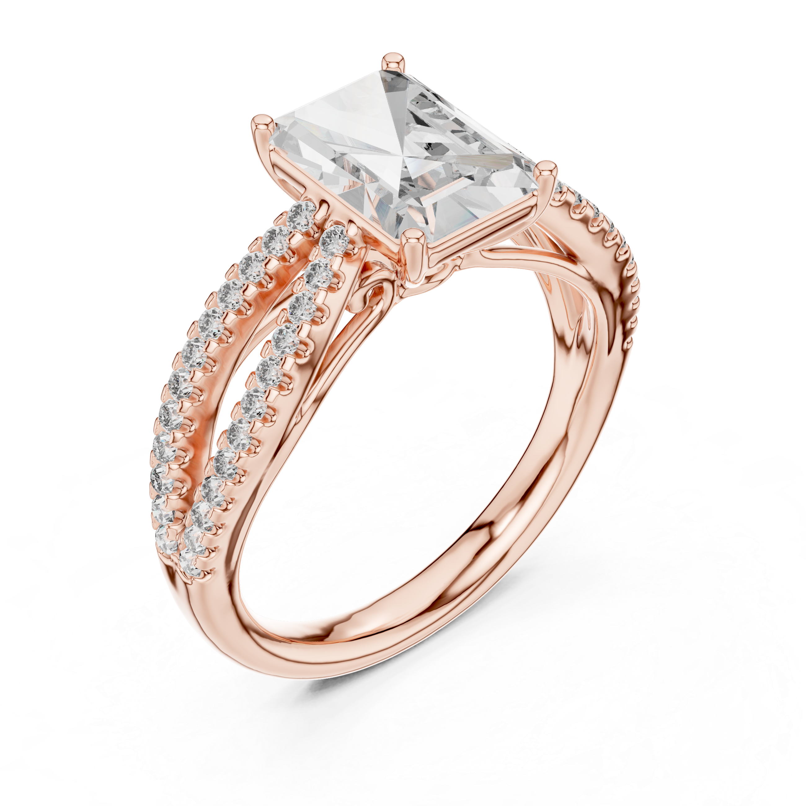 Radiant And Round Cut Brilliant Moissanite VVS1 Eternity Engagement Ring
