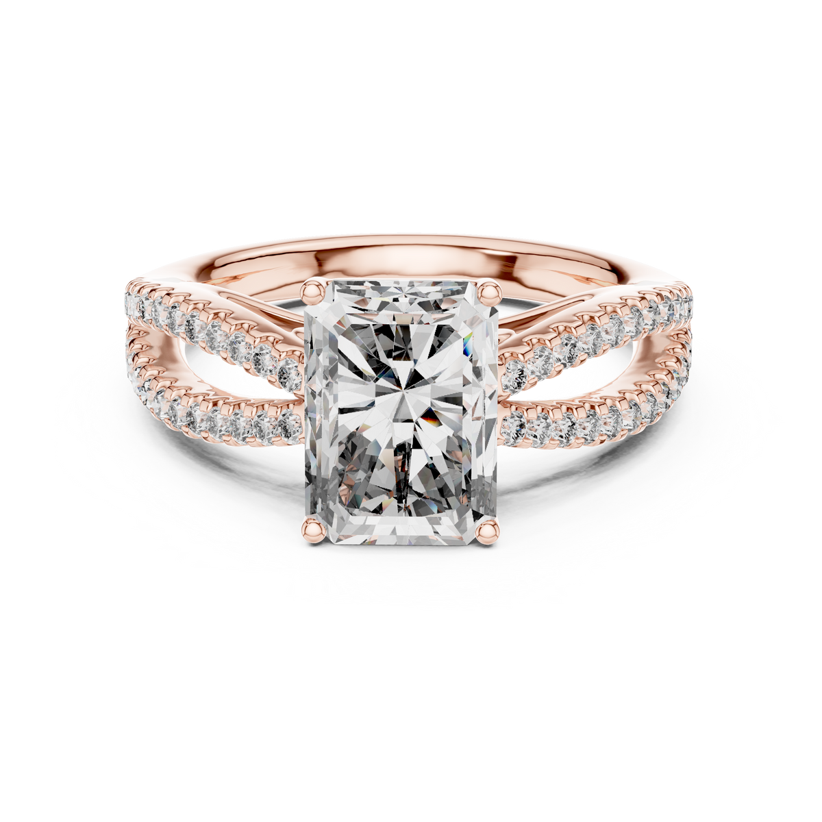 Radiant And Round Cut Brilliant Moissanite VVS1 Eternity Engagement Ring