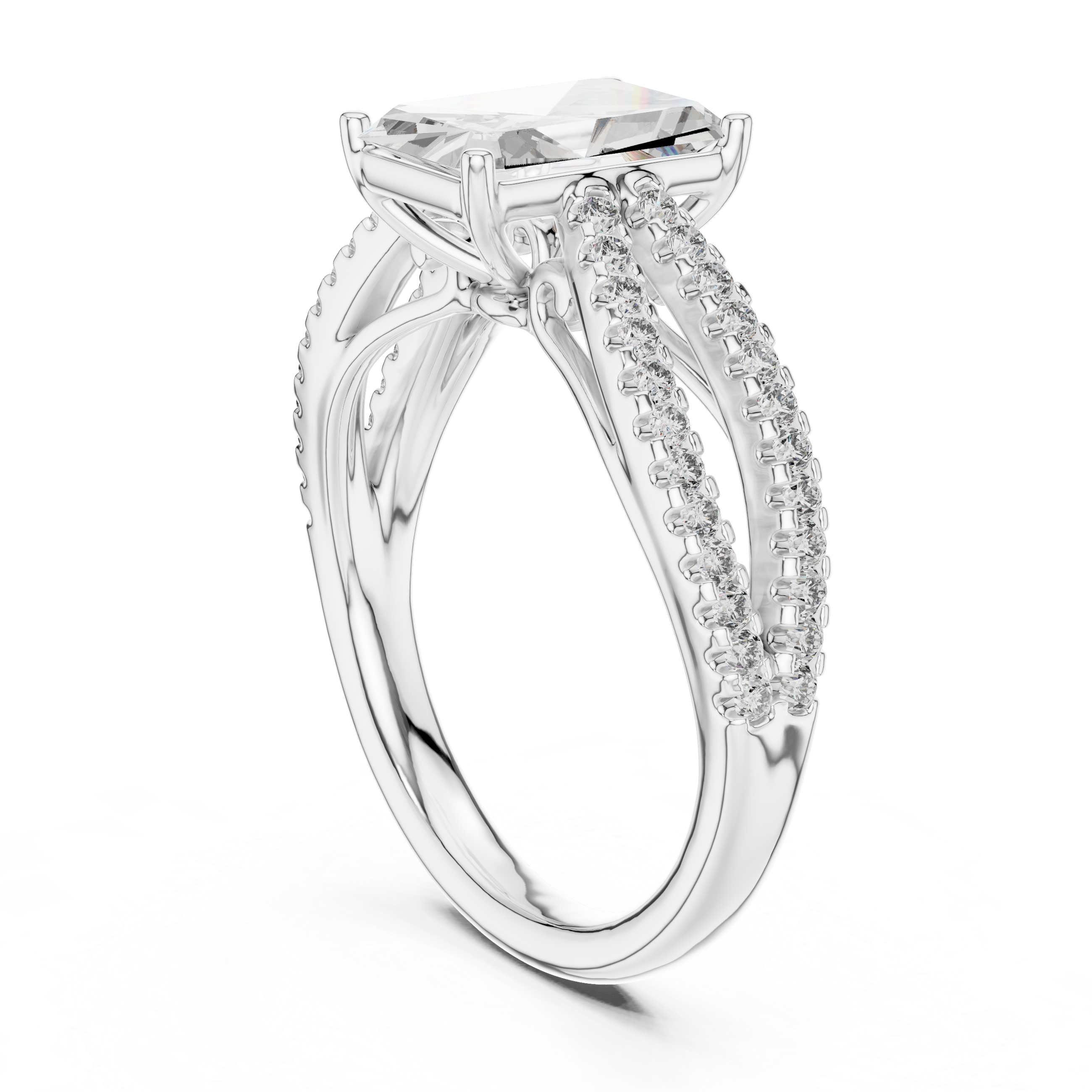 Radiant And Round Cut Brilliant Moissanite VVS1 Eternity Engagement Ring