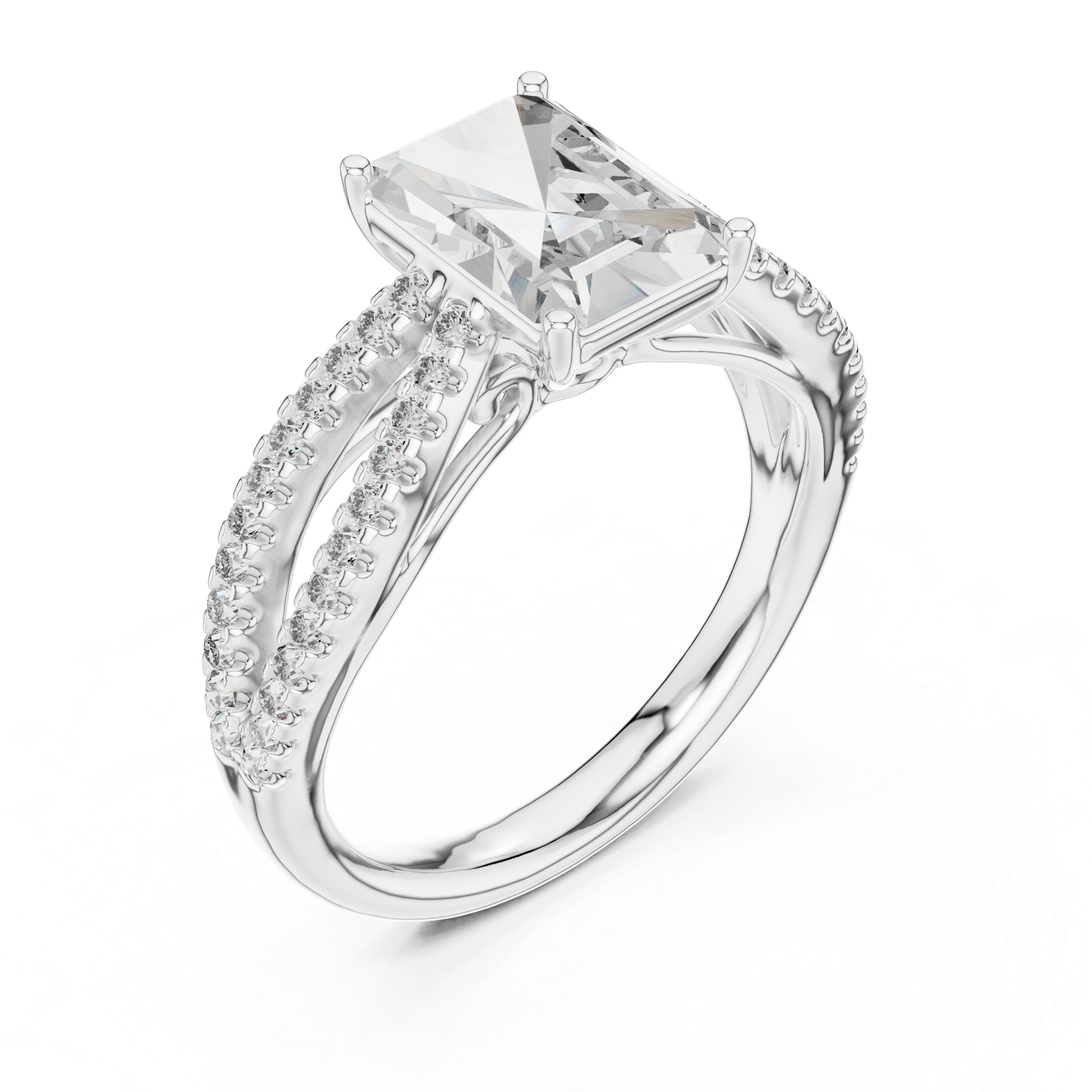 Radiant And Round Cut Brilliant Moissanite VVS1 Eternity Engagement Ring