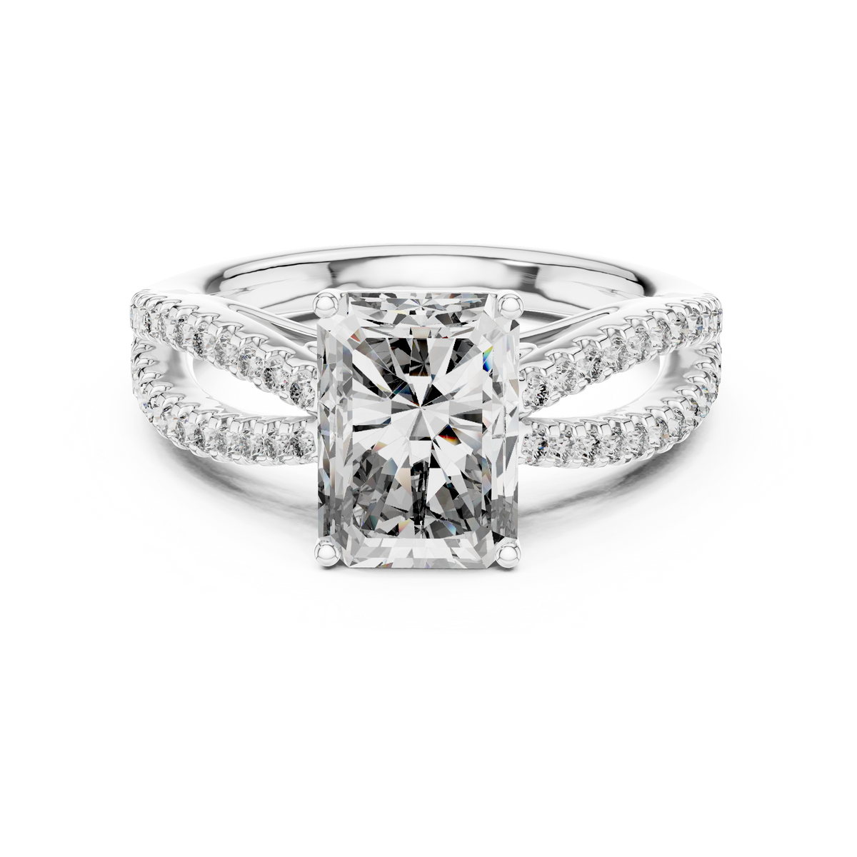 Radiant And Round Cut Brilliant Moissanite VVS1 Eternity Engagement Ring