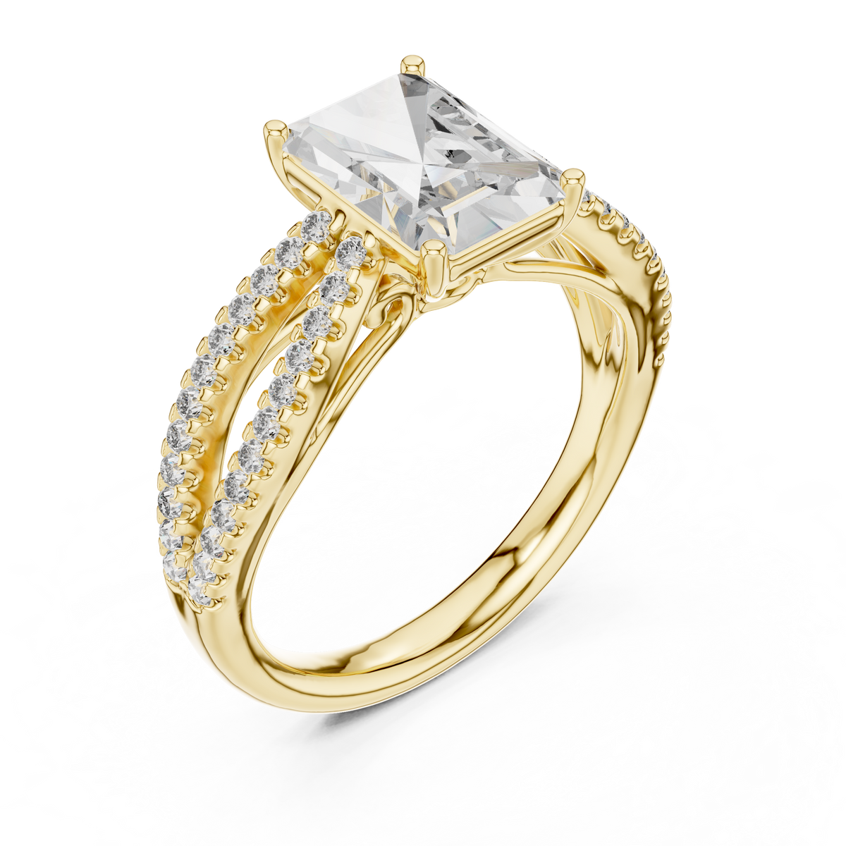 Radiant And Round Cut Brilliant Moissanite VVS1 Eternity Engagement Ring