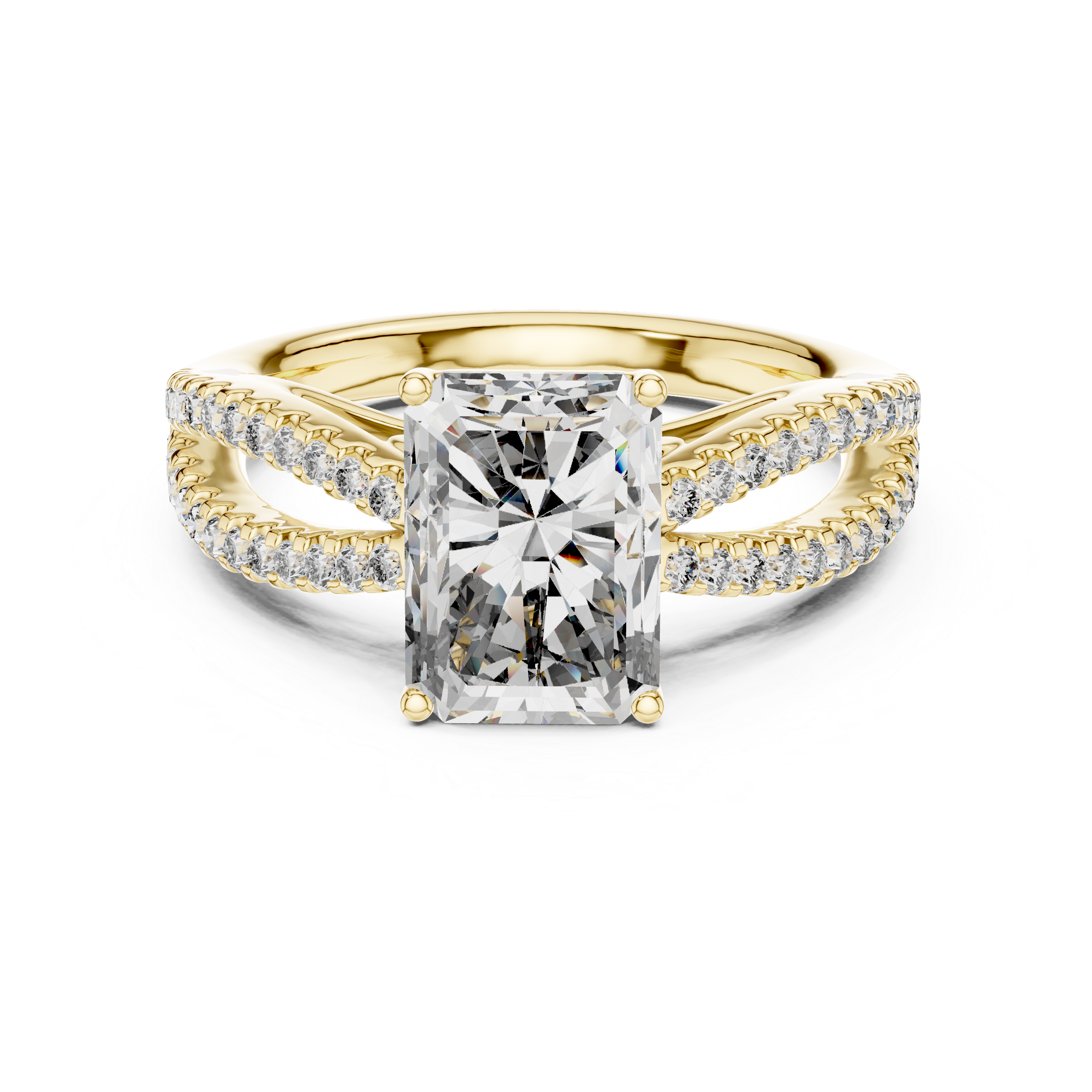 Radiant And Round Cut Brilliant Moissanite VVS1 Eternity Engagement Ring