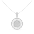 Round Luxe Halo Moissanite Medallion Pendant in White Gold