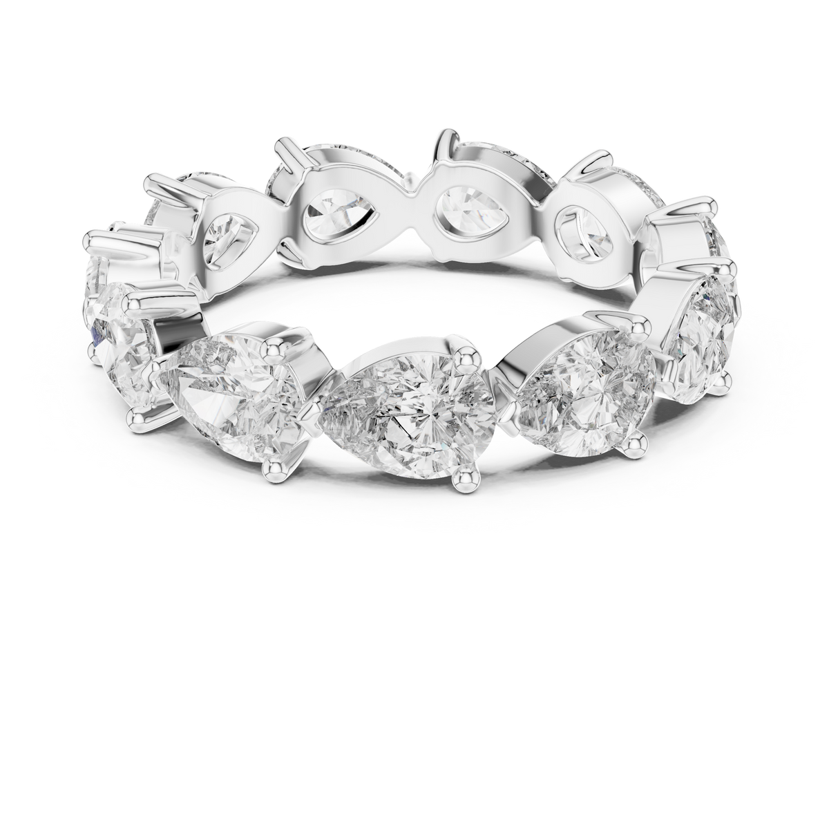 Pear Cut Brilliant Moissanite VVS1 Eternity Band