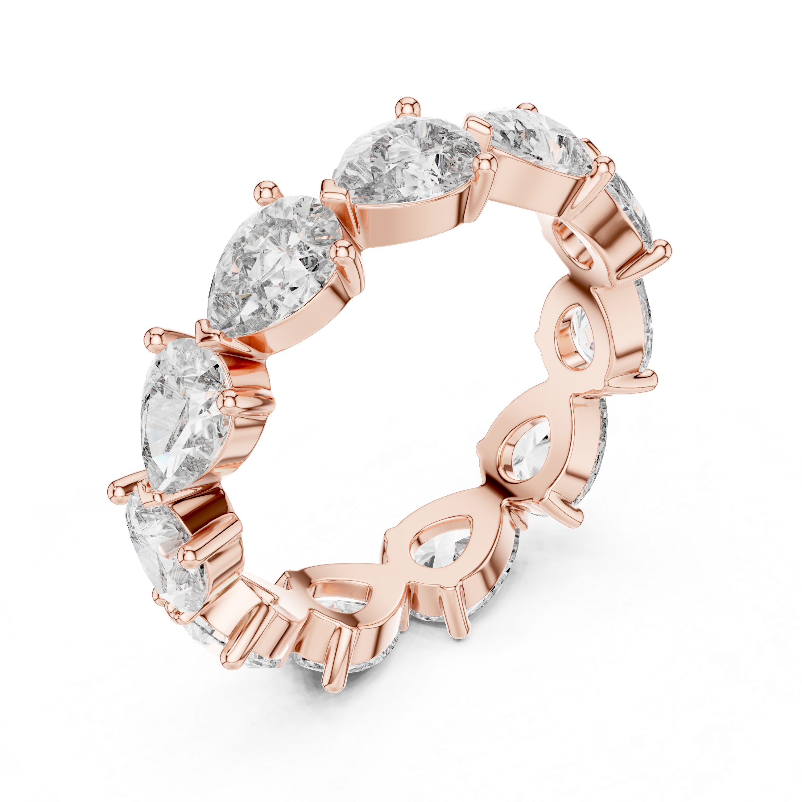 Pear Cut Brilliant Moissanite VVS1 Eternity Band
