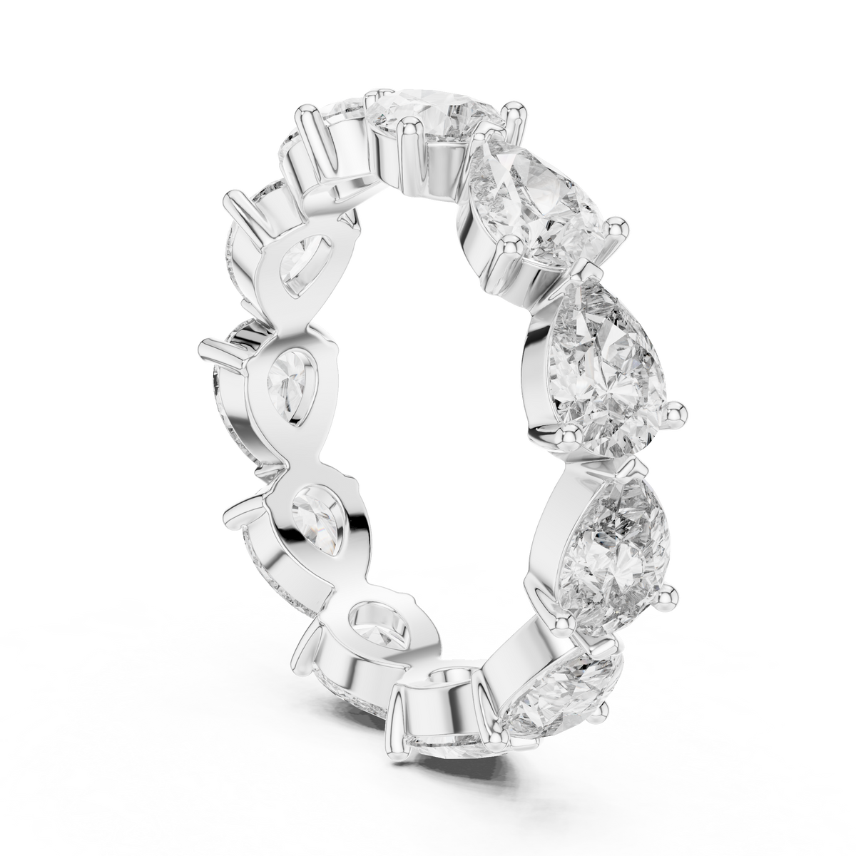 Pear Cut Brilliant Moissanite VVS1 Eternity Band