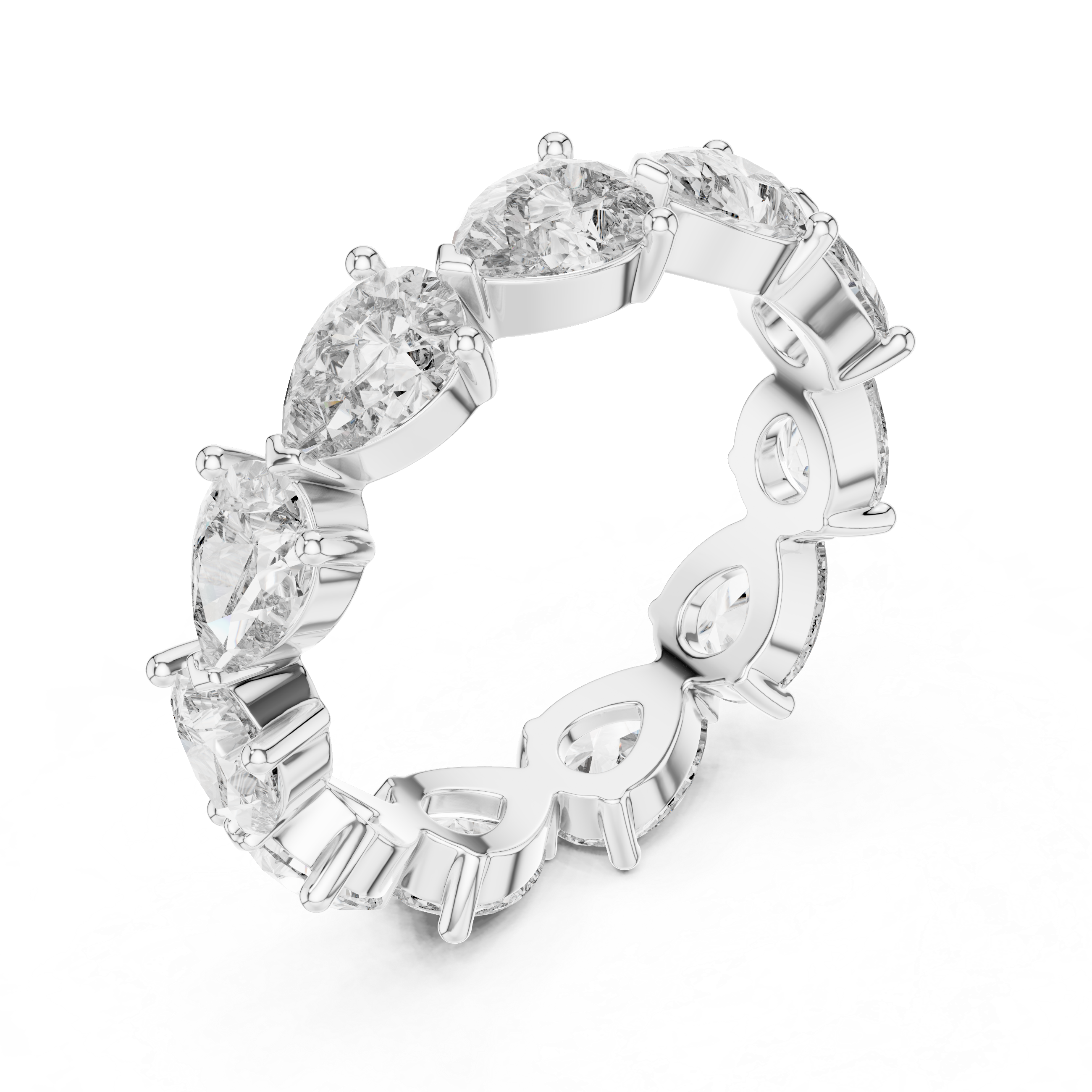 Pear Cut Brilliant Moissanite VVS1 Eternity Band