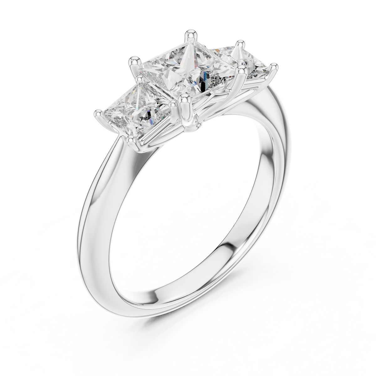 Princess Cut Brilliant Moissanite VVS1 Eternity Engagement Ring
