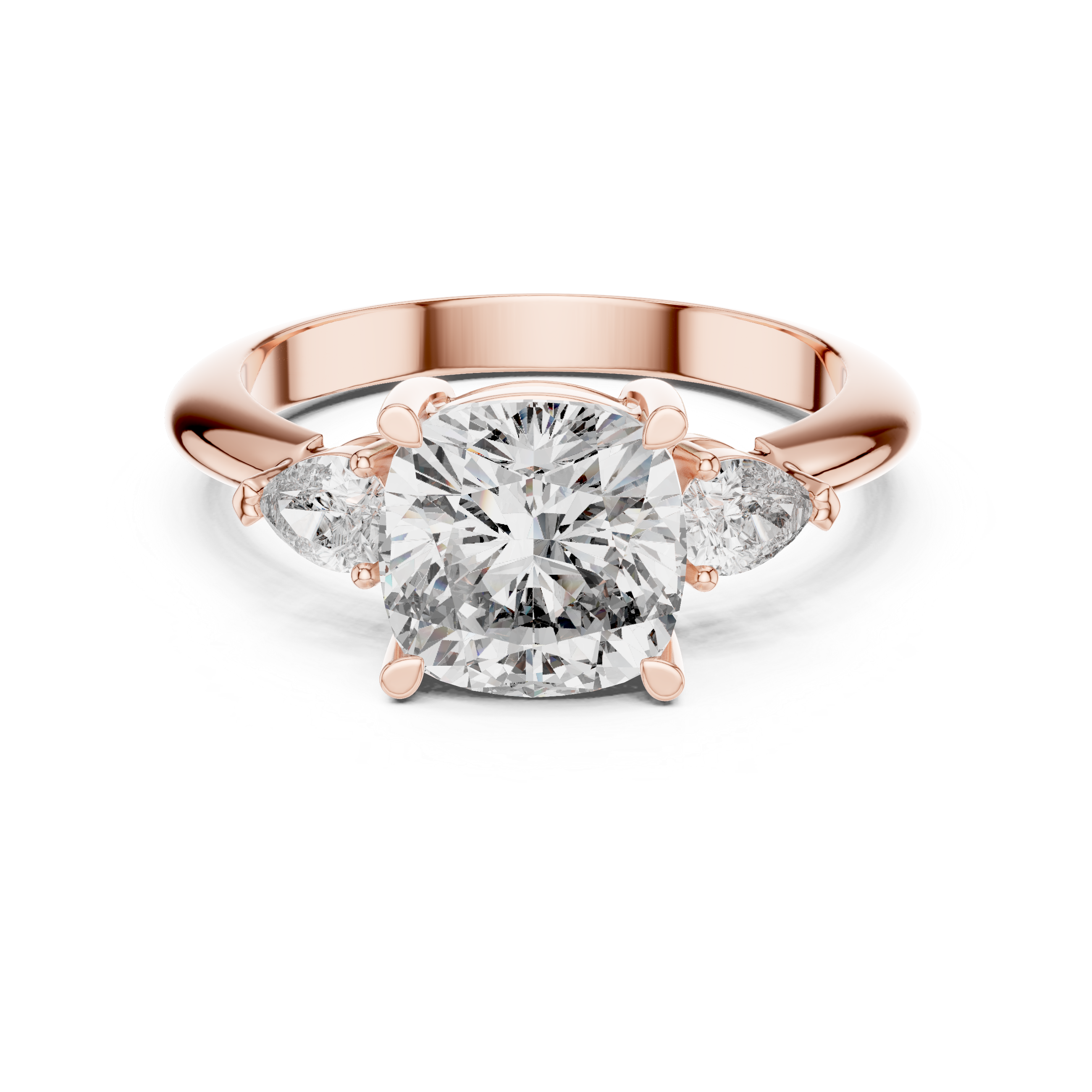 Cushion And Pear Cut Brilliant Moissanite VVS1 Eternity Engagement Ring