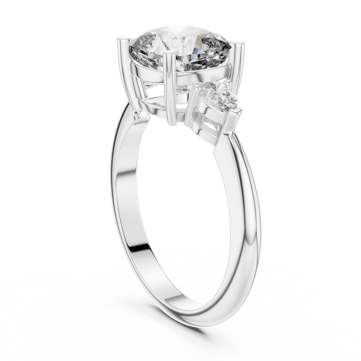 Cushion And Pear Cut Brilliant Moissanite VVS1 Eternity Engagement Ring