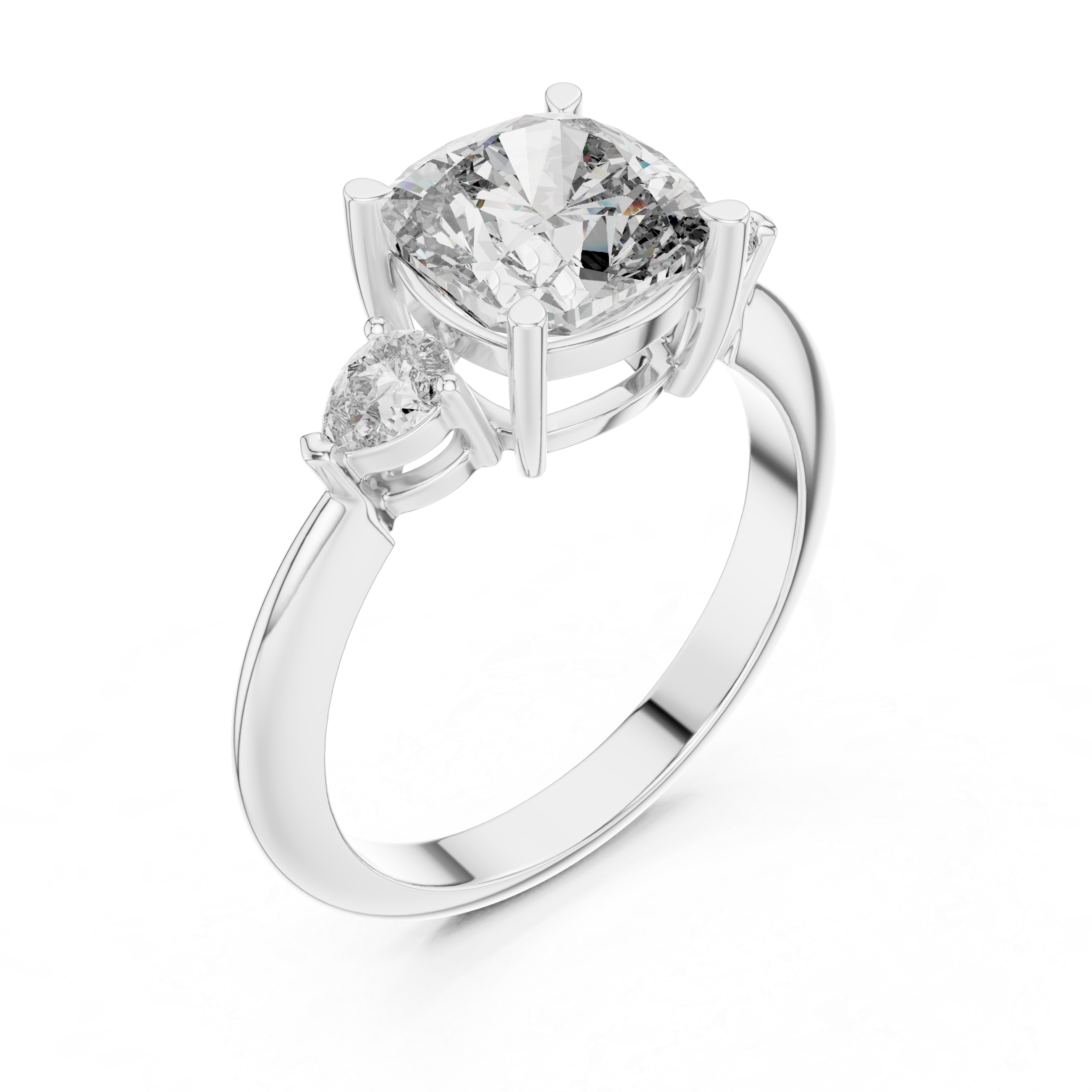 Cushion And Pear Cut Brilliant Moissanite VVS1 Eternity Engagement Ring
