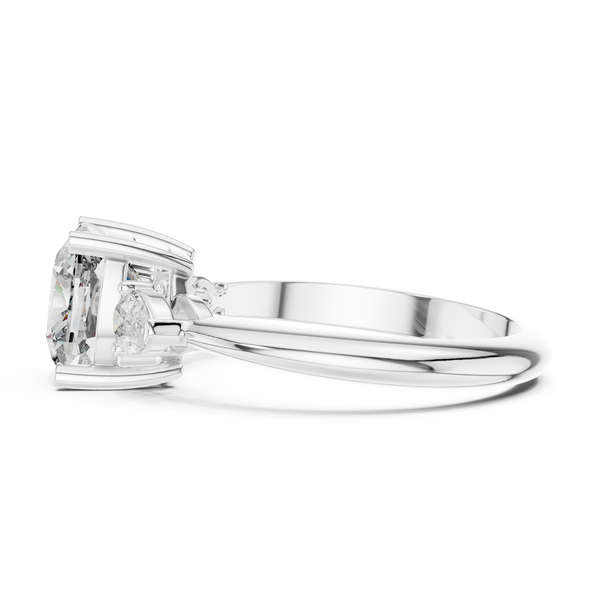 Cushion And Pear Cut Brilliant Moissanite VVS1 Eternity Engagement Ring