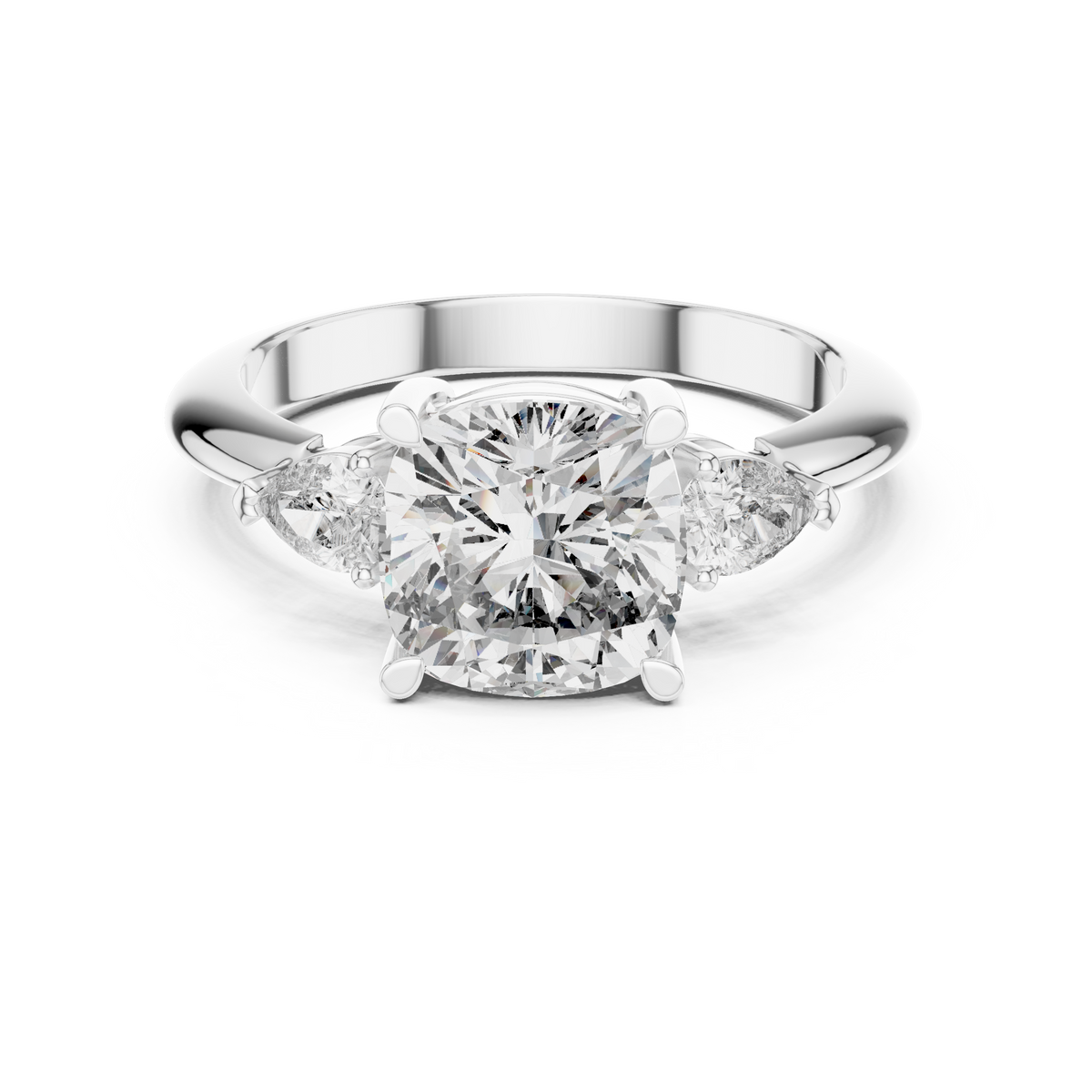 Cushion And Pear Cut Brilliant Moissanite VVS1 Eternity Engagement Ring