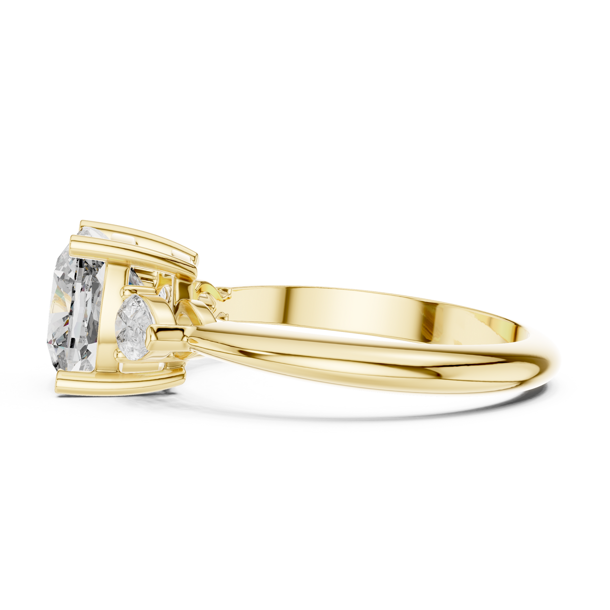 Cushion And Pear Cut Brilliant Moissanite VVS1 Eternity Engagement Ring