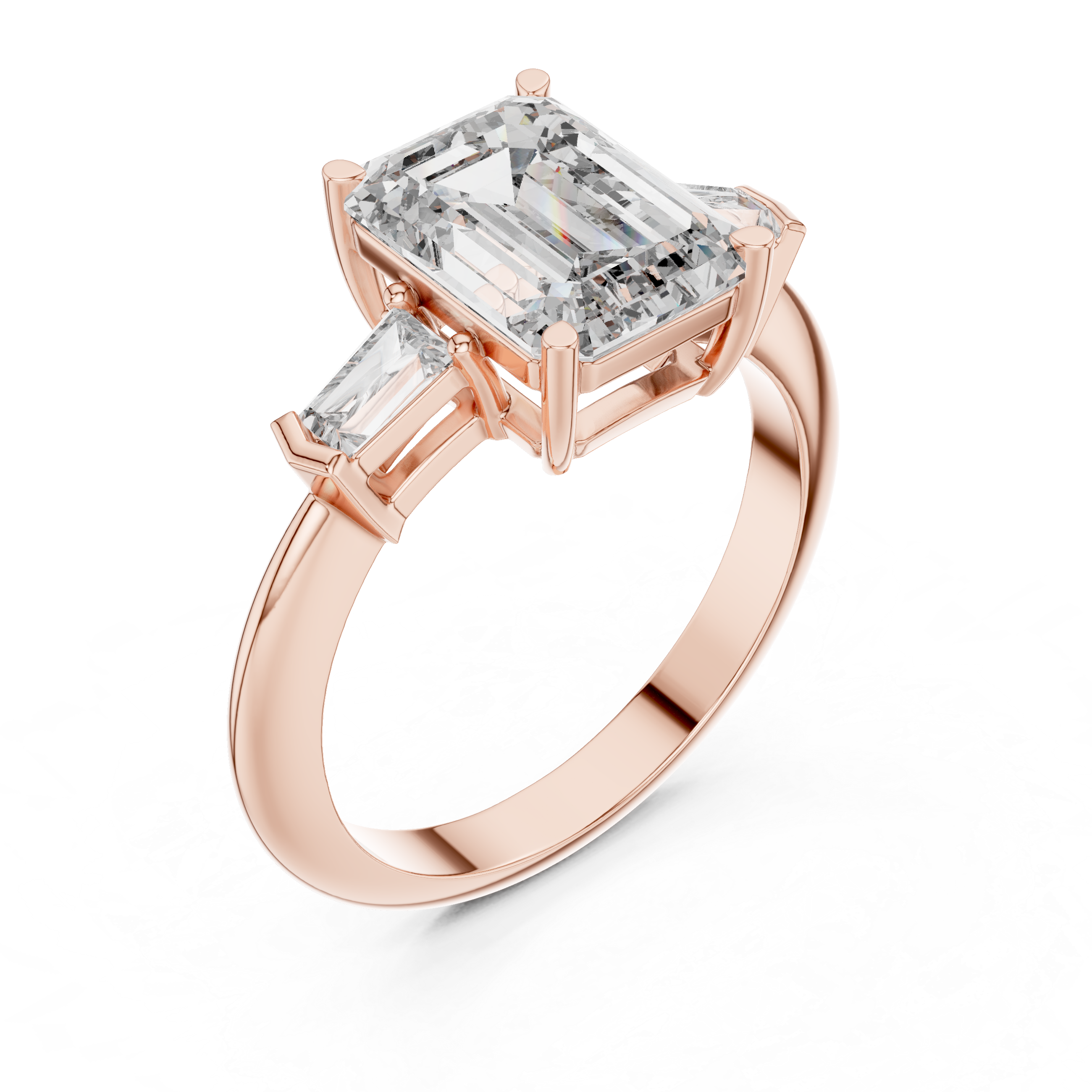 Emerald And Baguette Cut Brilliant Moissanite VVS1 Eternity Engagement Ring