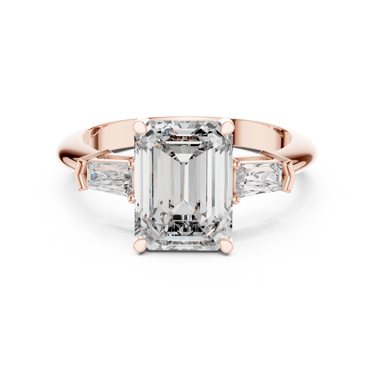 Emerald And Baguette Cut Brilliant Moissanite VVS1 Eternity Engagement Ring