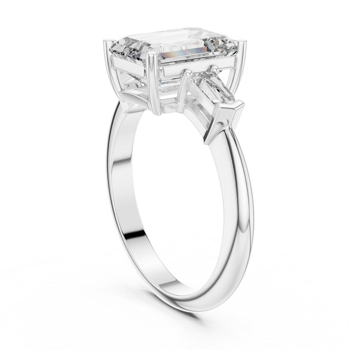 Emerald And Baguette Cut Brilliant Moissanite VVS1 Eternity Engagement Ring