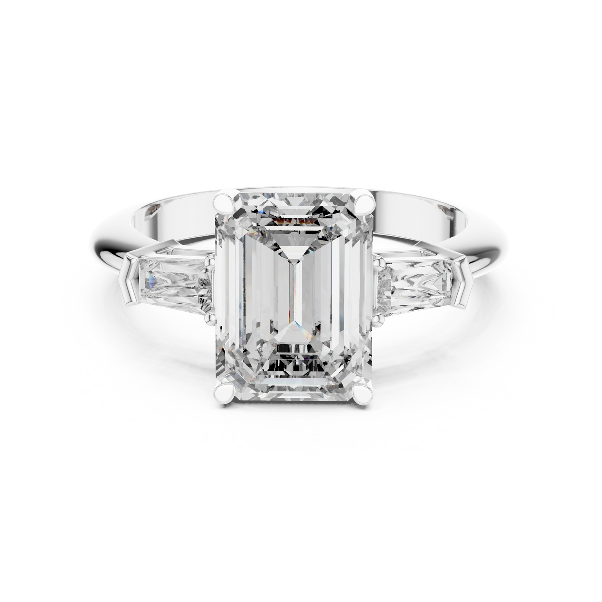 Emerald And Baguette Cut Brilliant Moissanite VVS1 Eternity Engagement Ring
