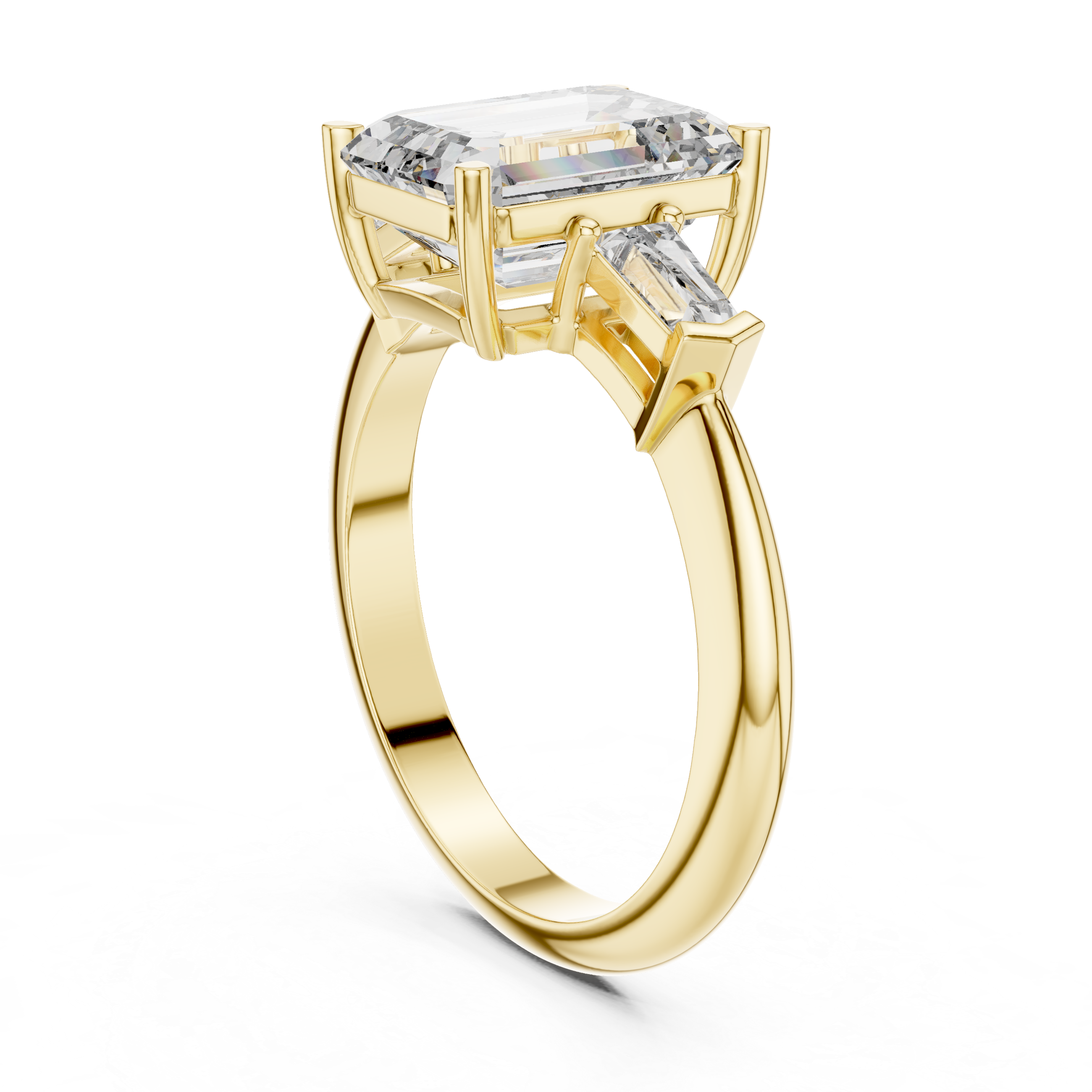 Emerald And Baguette Cut Brilliant Moissanite VVS1 Eternity Engagement Ring