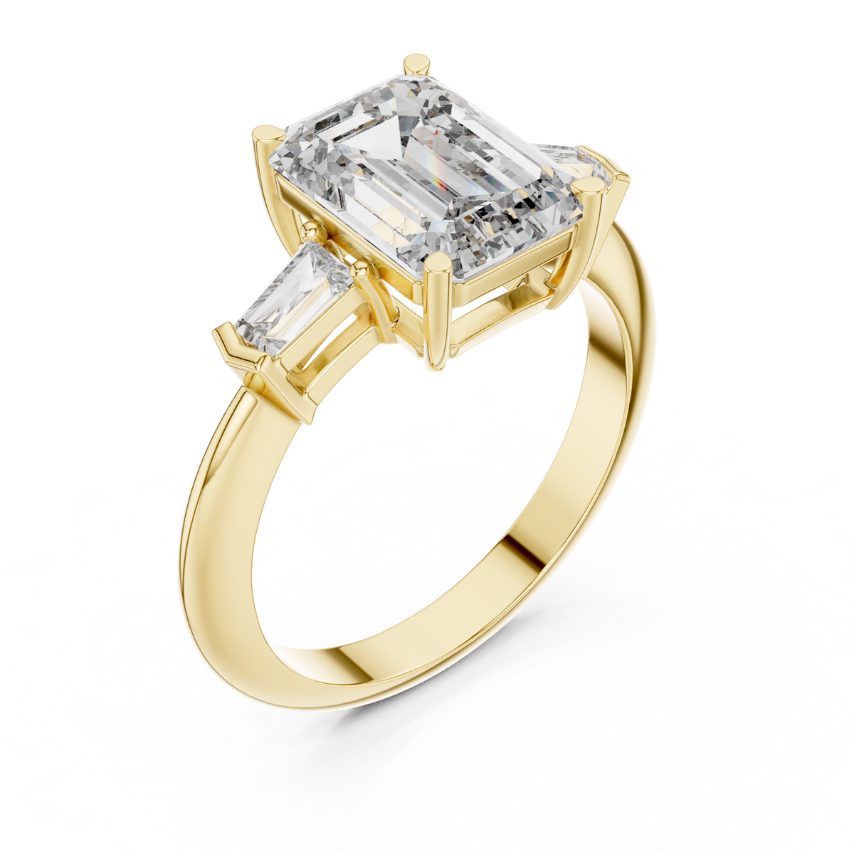 Emerald And Baguette Cut Brilliant Moissanite VVS1 Eternity Engagement Ring