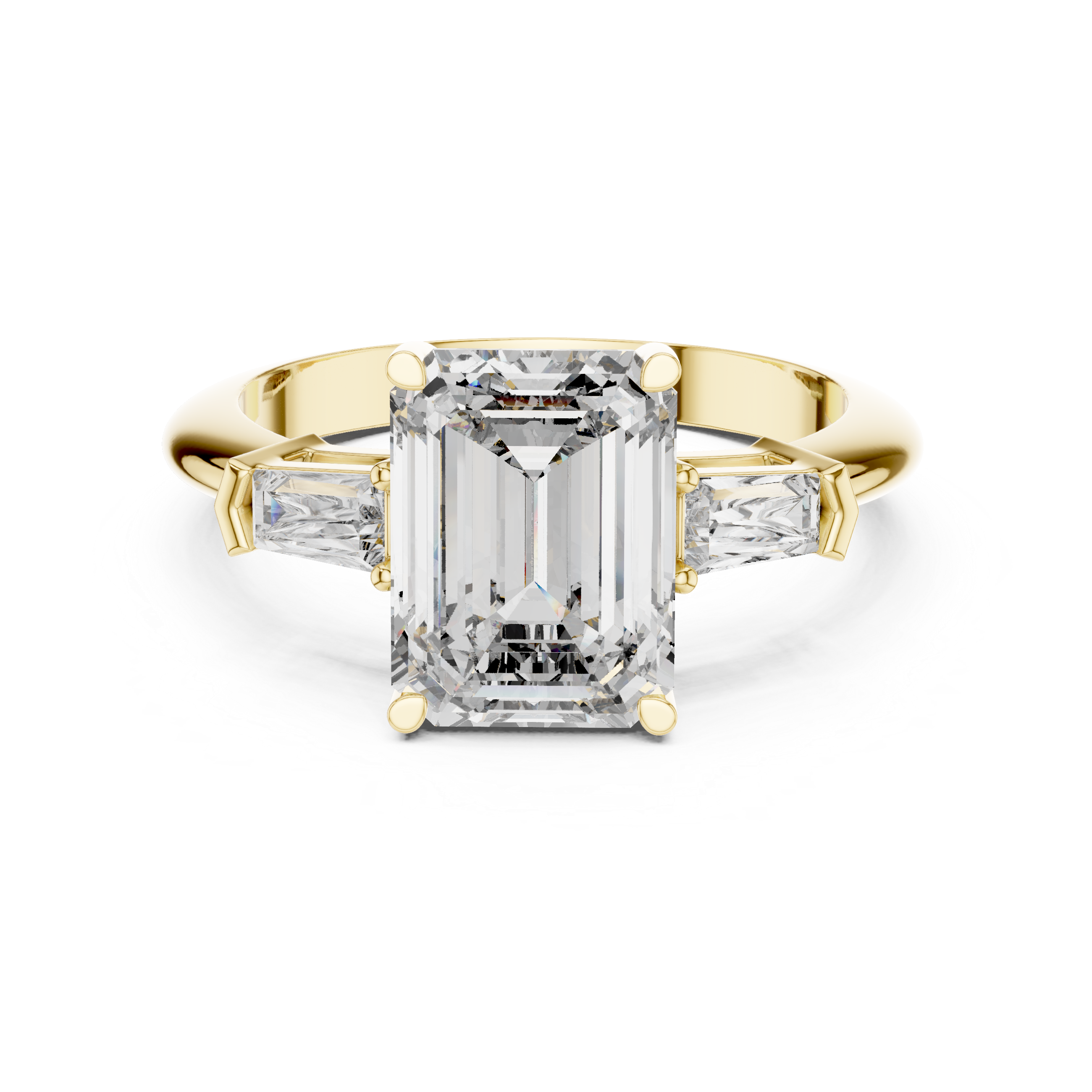 Emerald And Baguette Cut Brilliant Moissanite VVS1 Eternity Engagement Ring