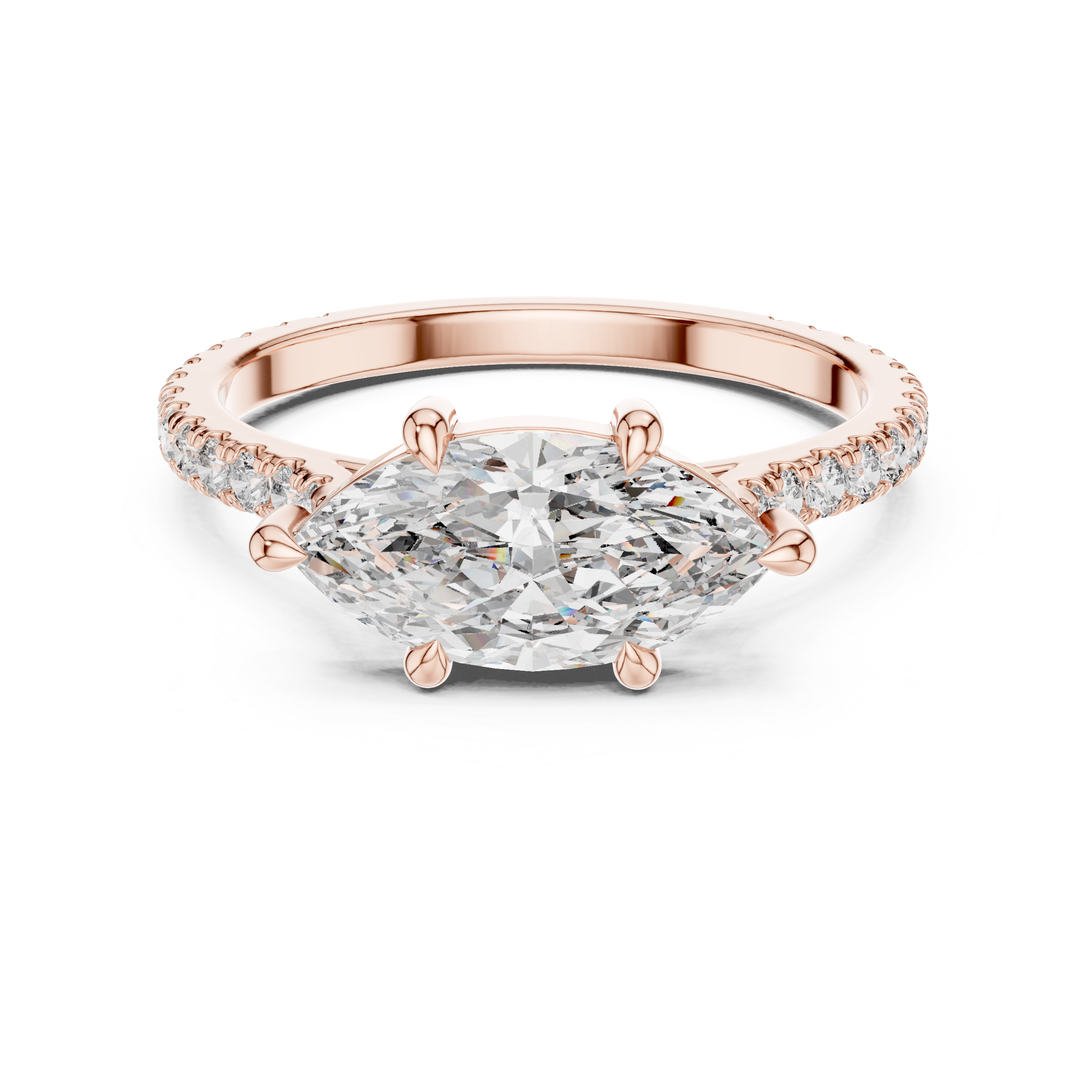 Marquise And Round Cut Brilliant Moissanite VVS1 Eternity Engagement Ring