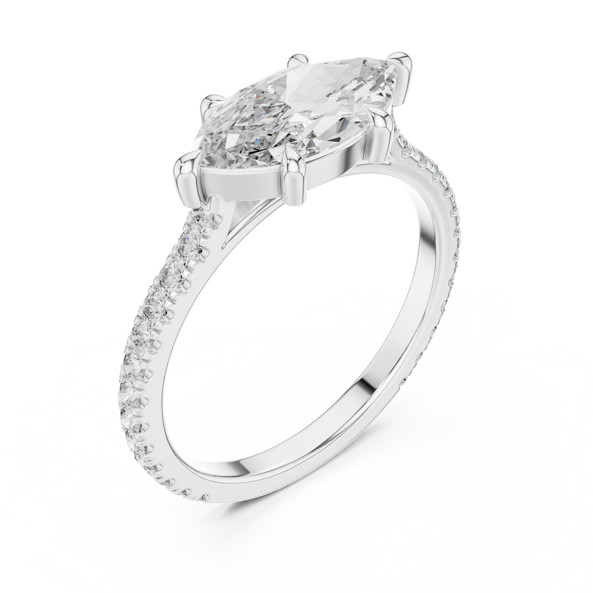 Marquise And Round Cut Brilliant Moissanite VVS1 Eternity Engagement Ring