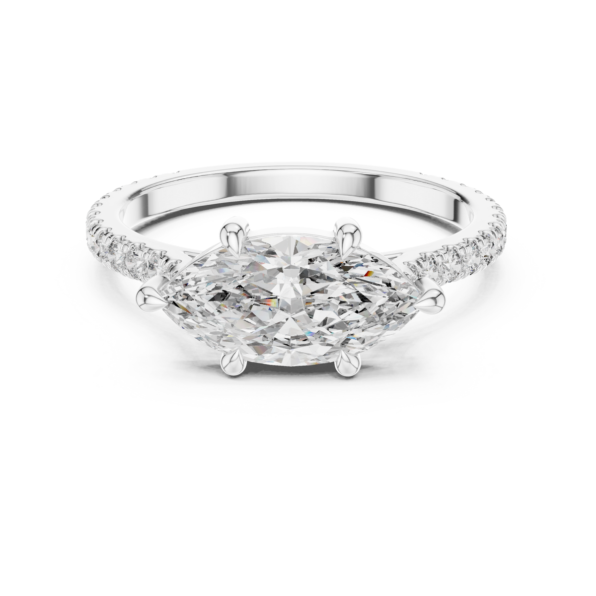 Marquise And Round Cut Brilliant Moissanite VVS1 Eternity Engagement Ring