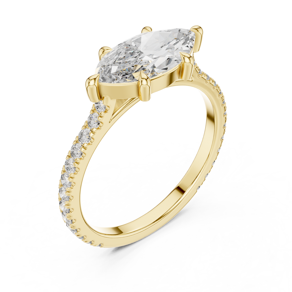 Marquise And Round Cut Brilliant Moissanite VVS1 Eternity Engagement Ring