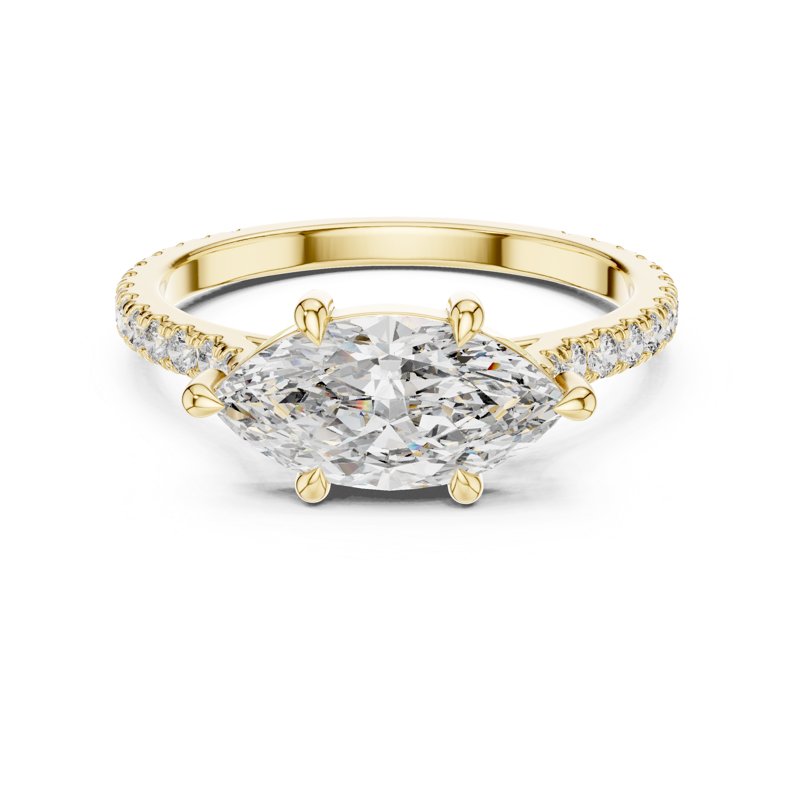 Marquise And Round Cut Brilliant Moissanite VVS1 Eternity Engagement Ring